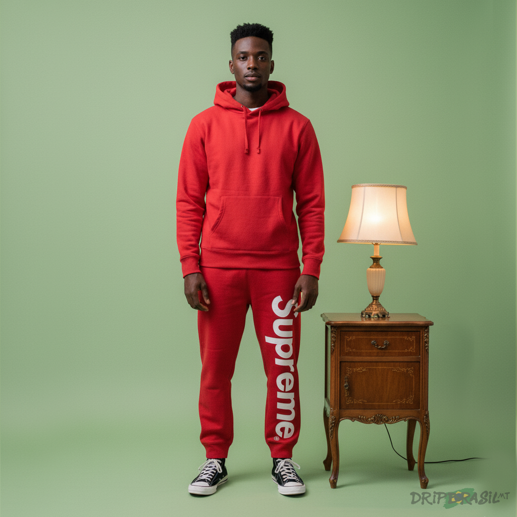 Conjunto Supreme Moletom Canguru e Calça Moletom Canguru.