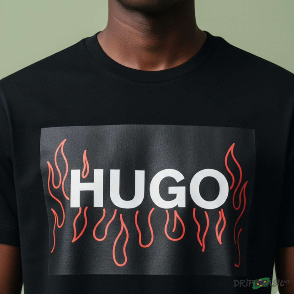 Camiseta De Algodão Com Logo De Chama HUGO BOSS