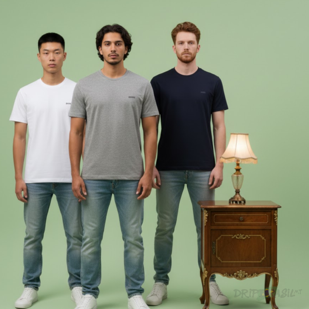 3 Camisetas Hugo Boss Básica 100% Algodão