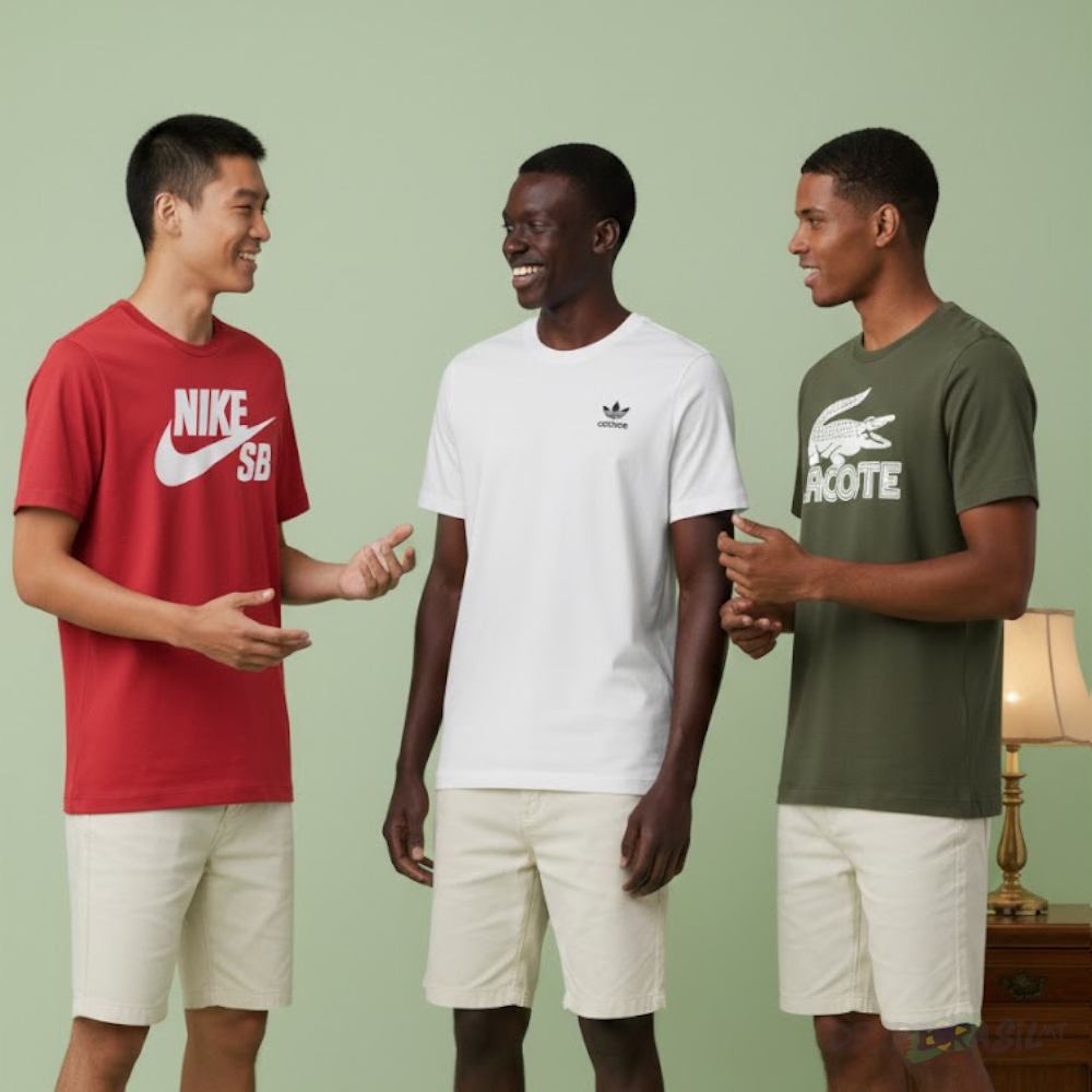 3 Camisetas algodão Nike Adidas e Lacoste Estampa em DTF