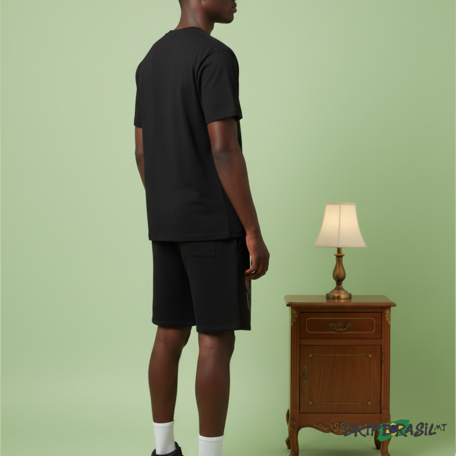 Conjunto Camiseta e Short All Eyes Preto Estampa em DTF